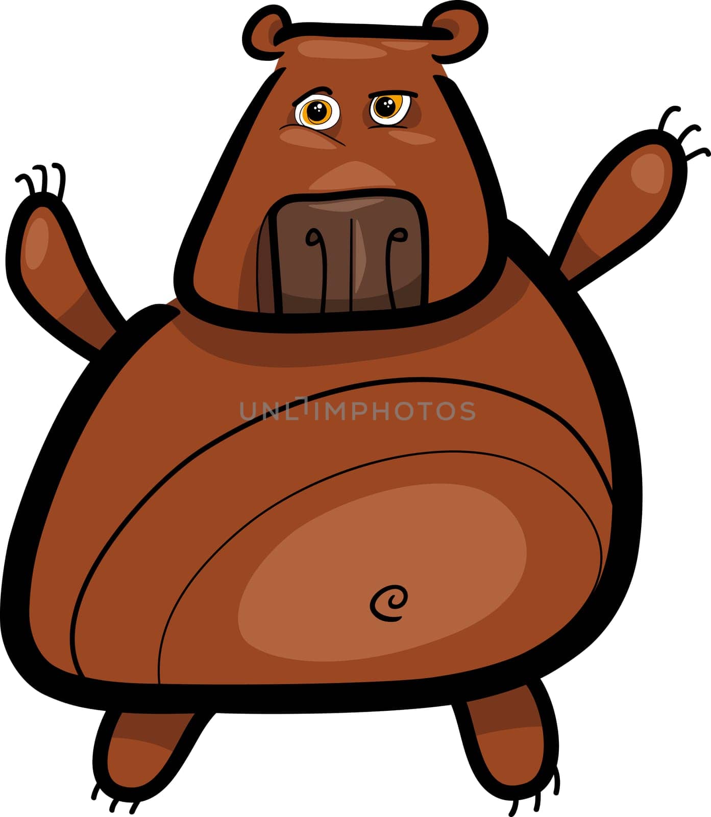 cartoon illustration of cute brown grizzly bear