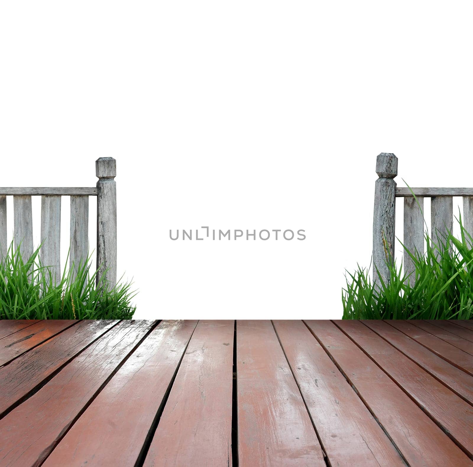 wooden terrace and white background
