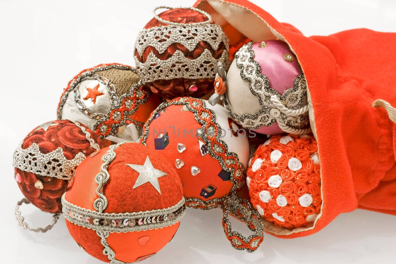 Christmas ball in the red sack