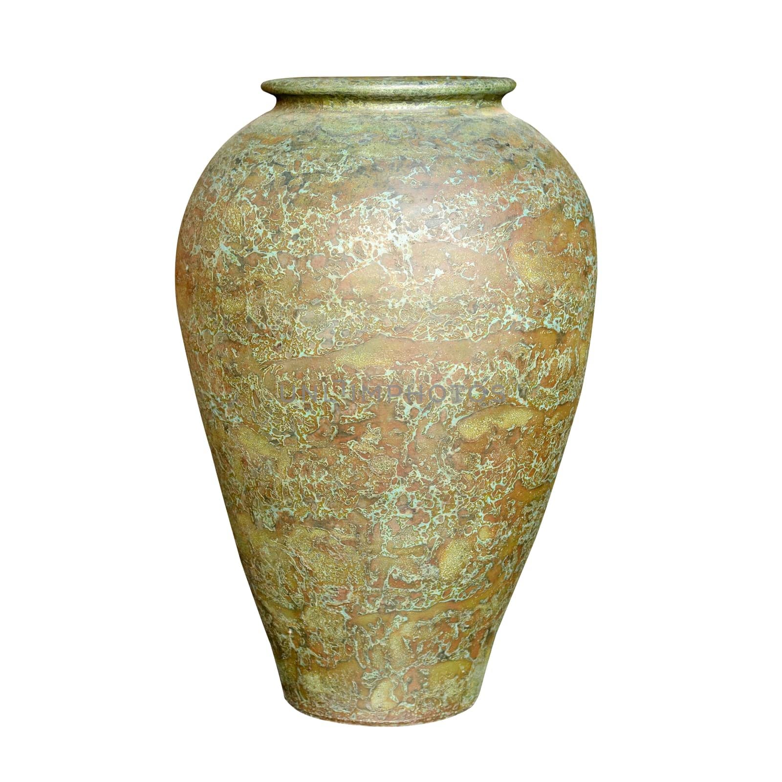 Beautiful painted vase on a pure white background