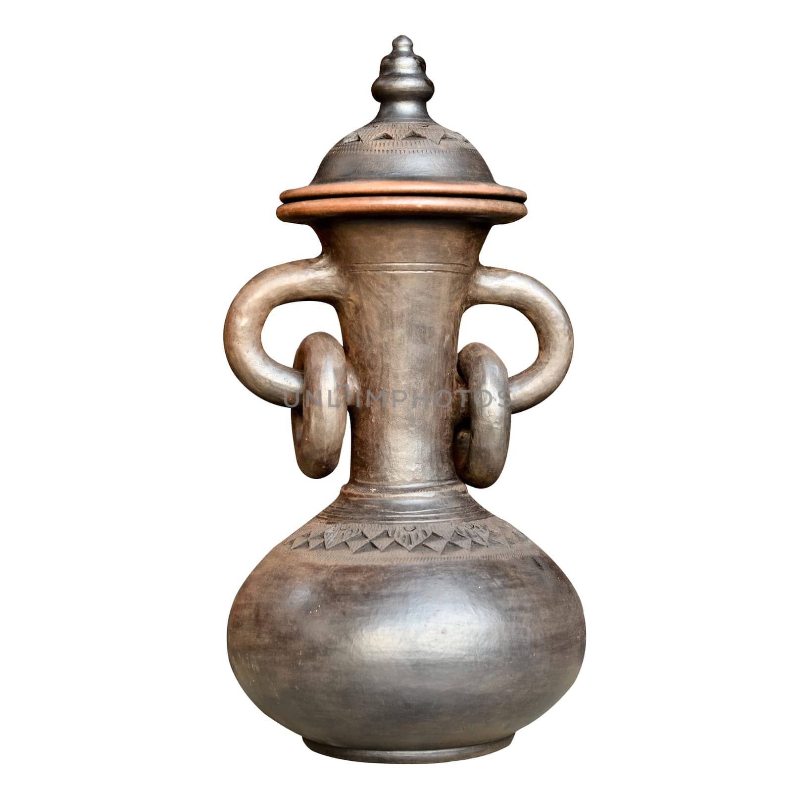 Beautiful painted vase on a pure white background