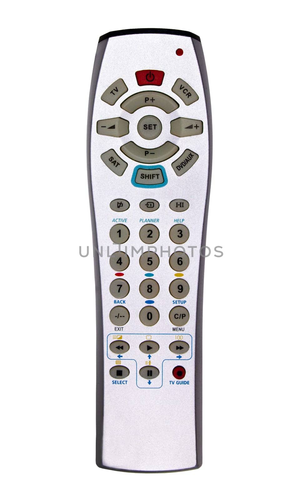 Silver TV/DVD/VCR remote controller