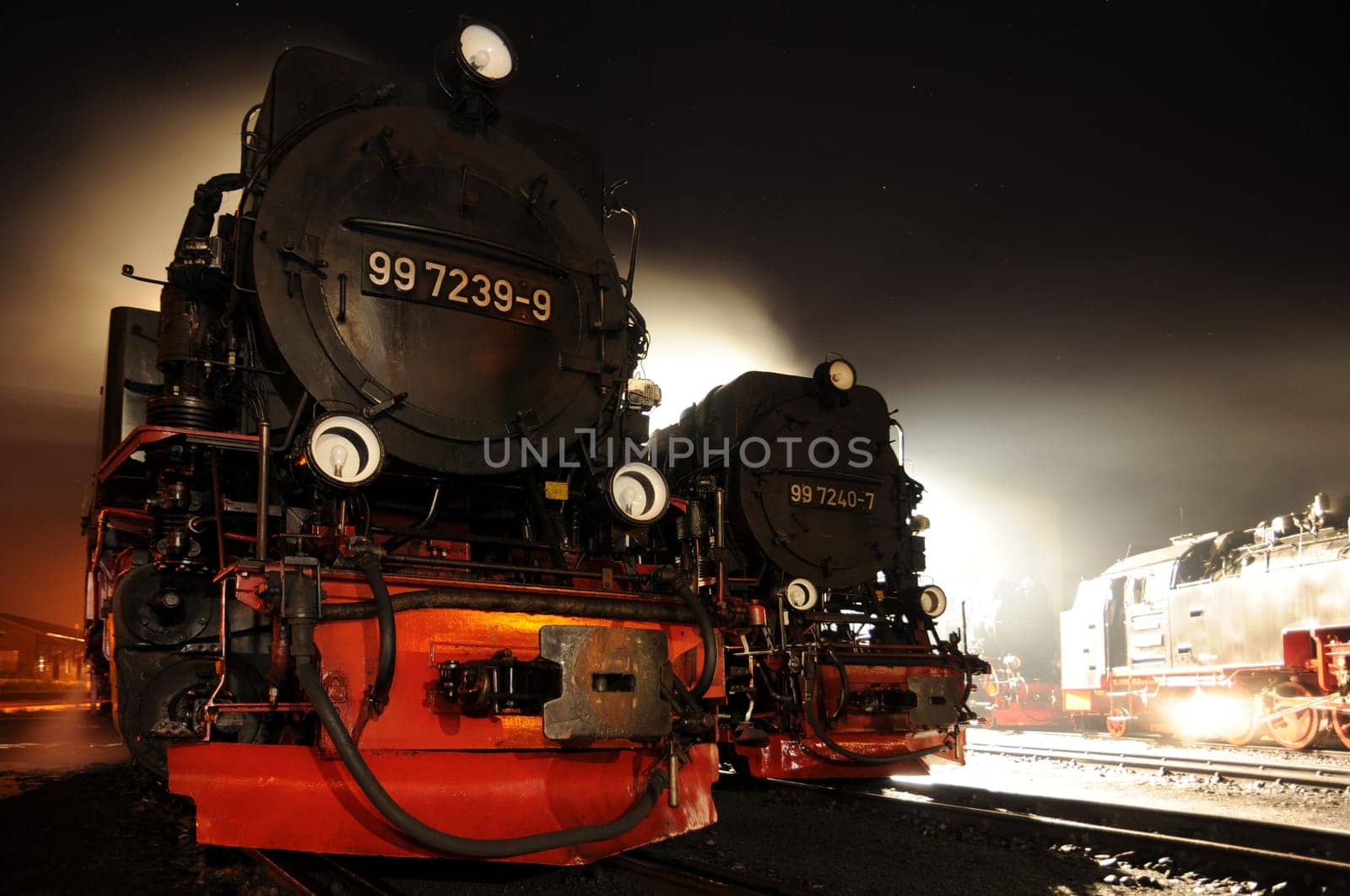 Harz narrow-gauge railway at night...