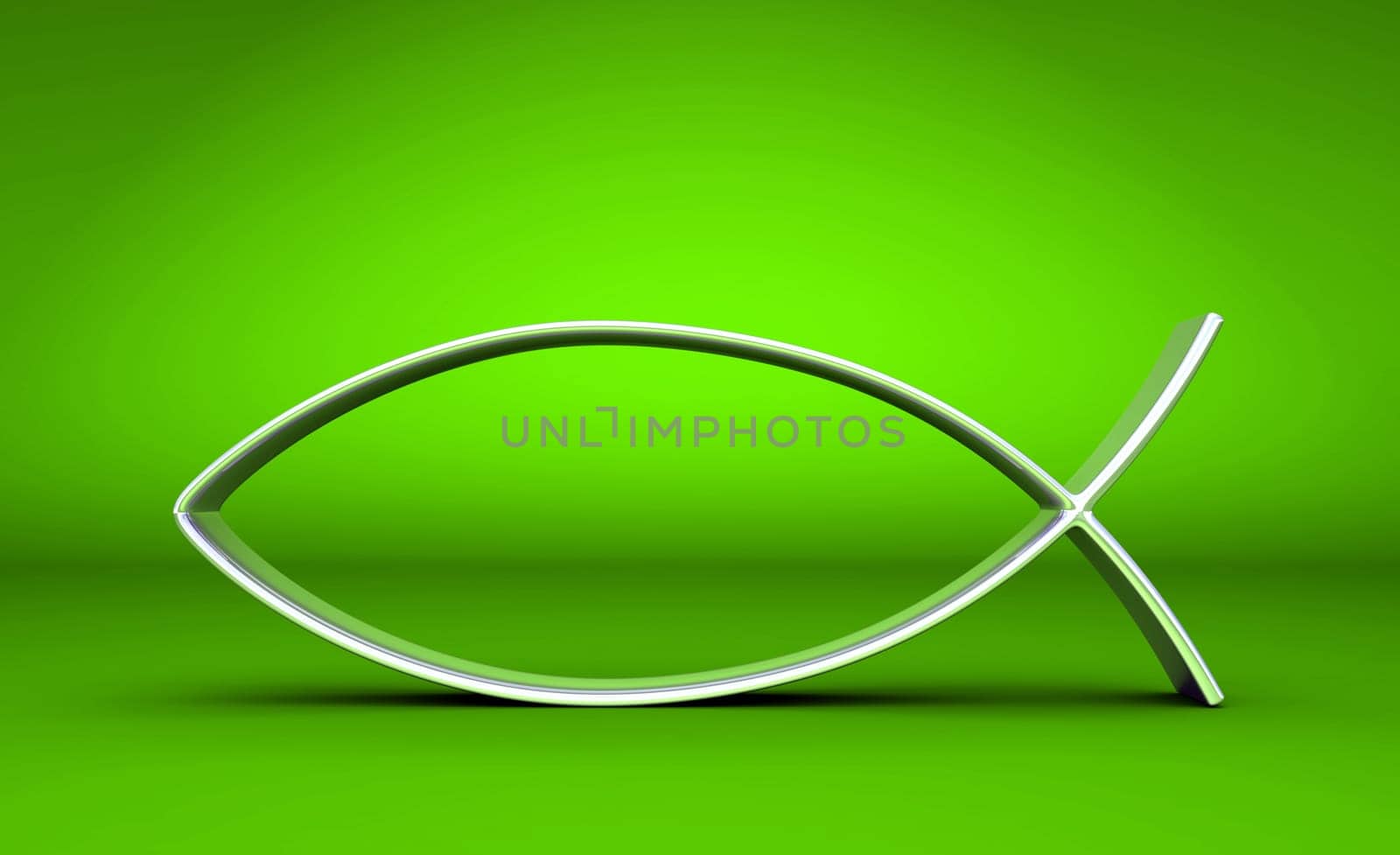 3D ICHTHYS Silver on Green 03