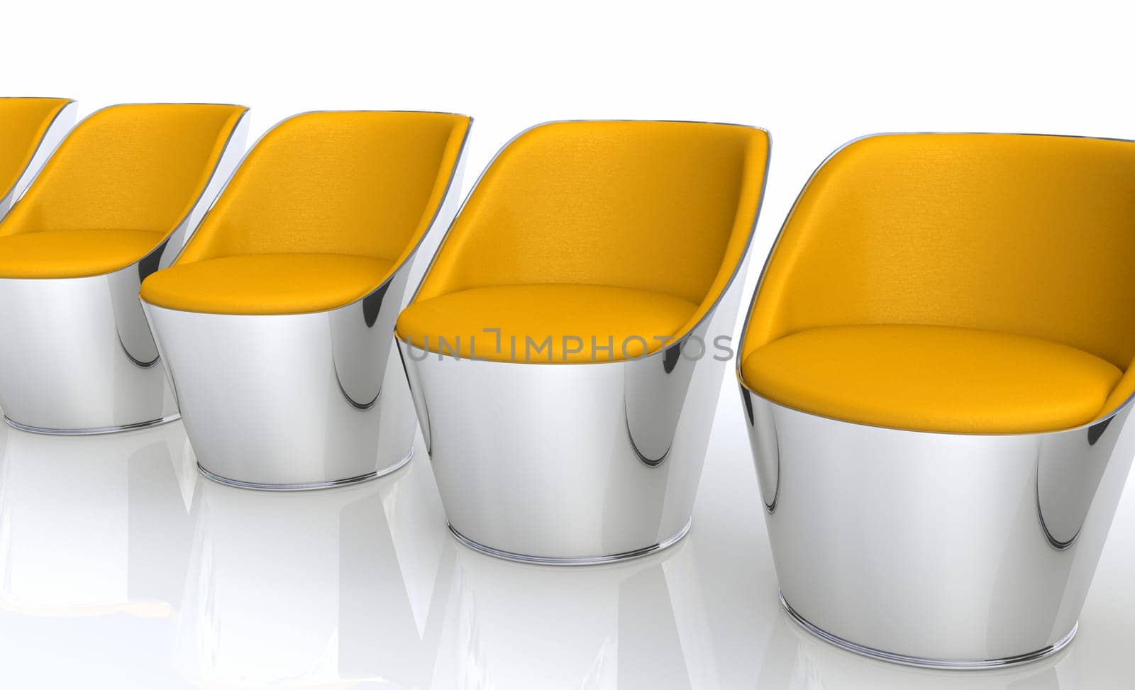 Clubchairs in a row - orange silver 2