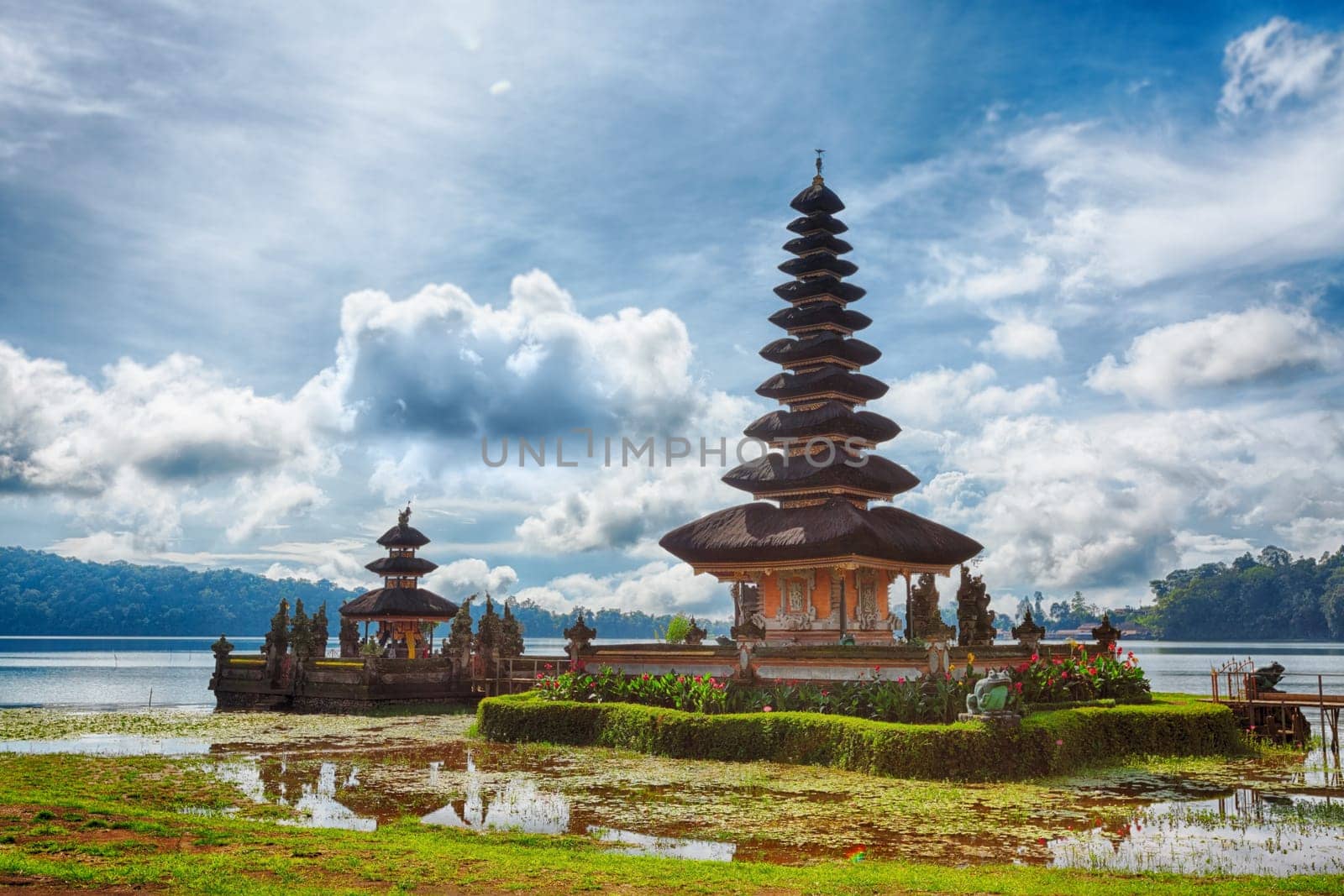 Pura Ulun Danu temple on a lake Beratan. Bali