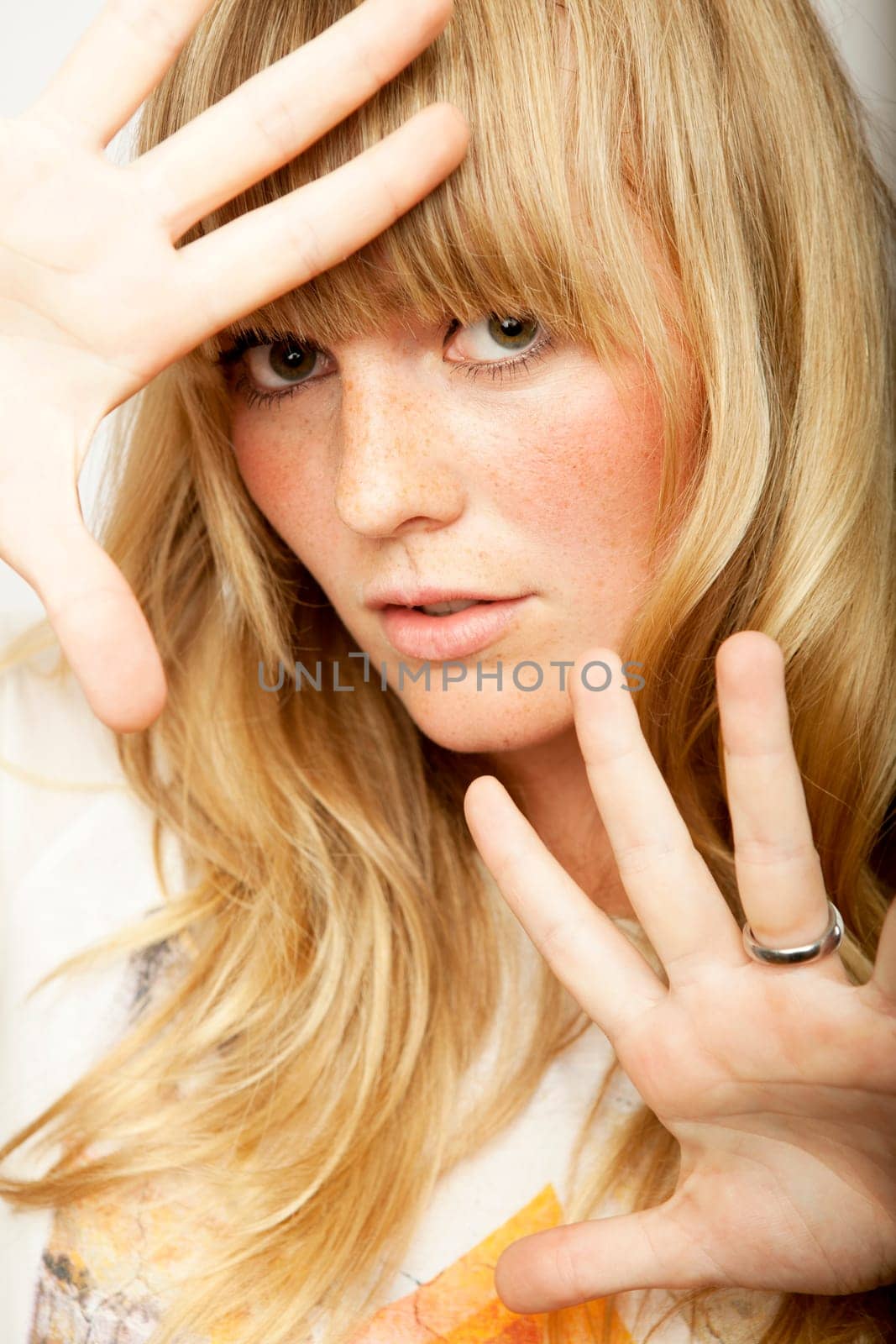 stunning blond long haired girl posing
