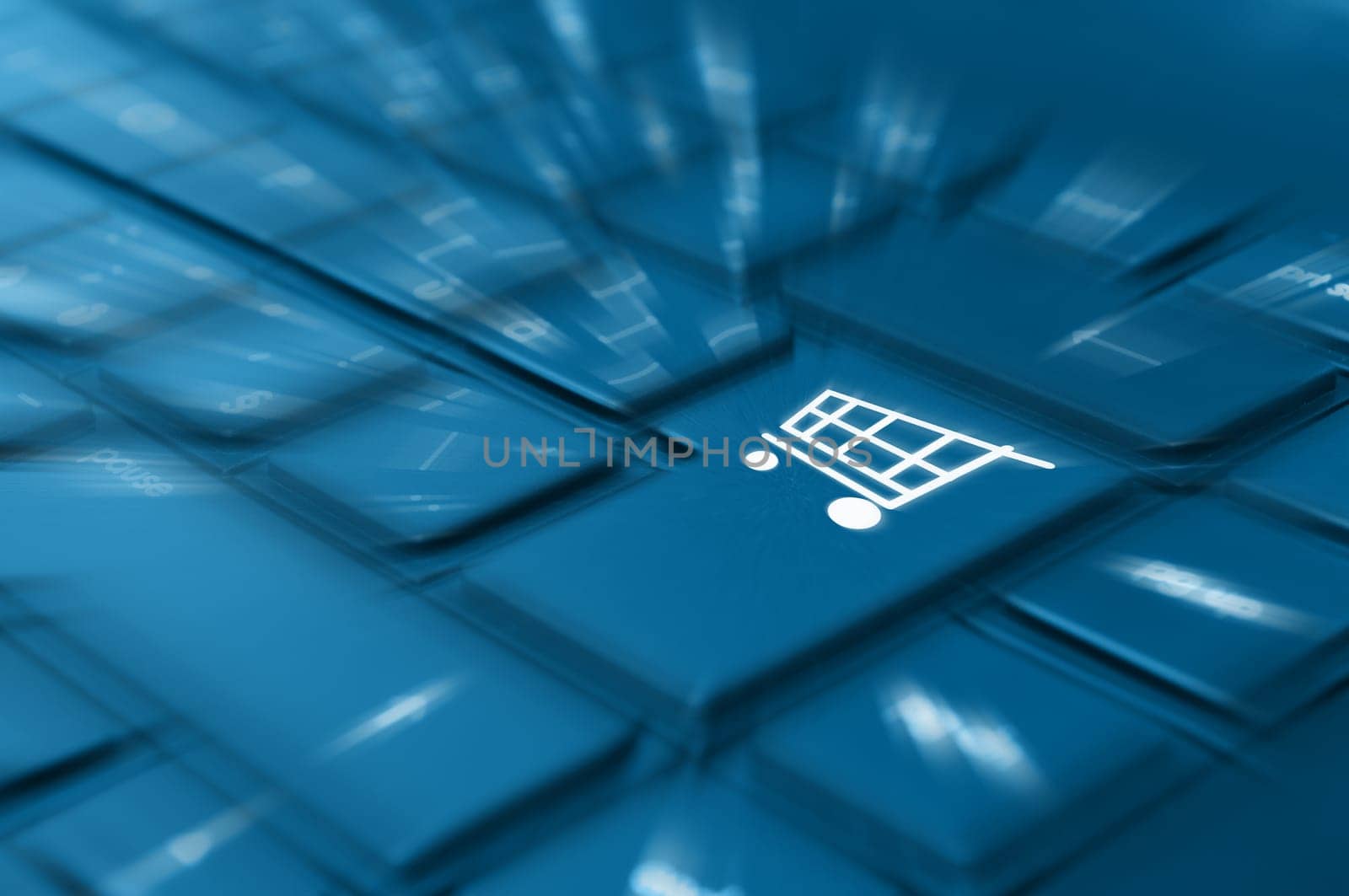 Online Shopping Concept - Detail of Key With Cart Symbol on Keyboard