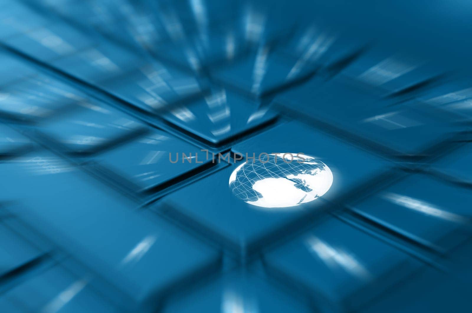 Internet Concept - Detail of Key With Globe Symbol on Keyboard