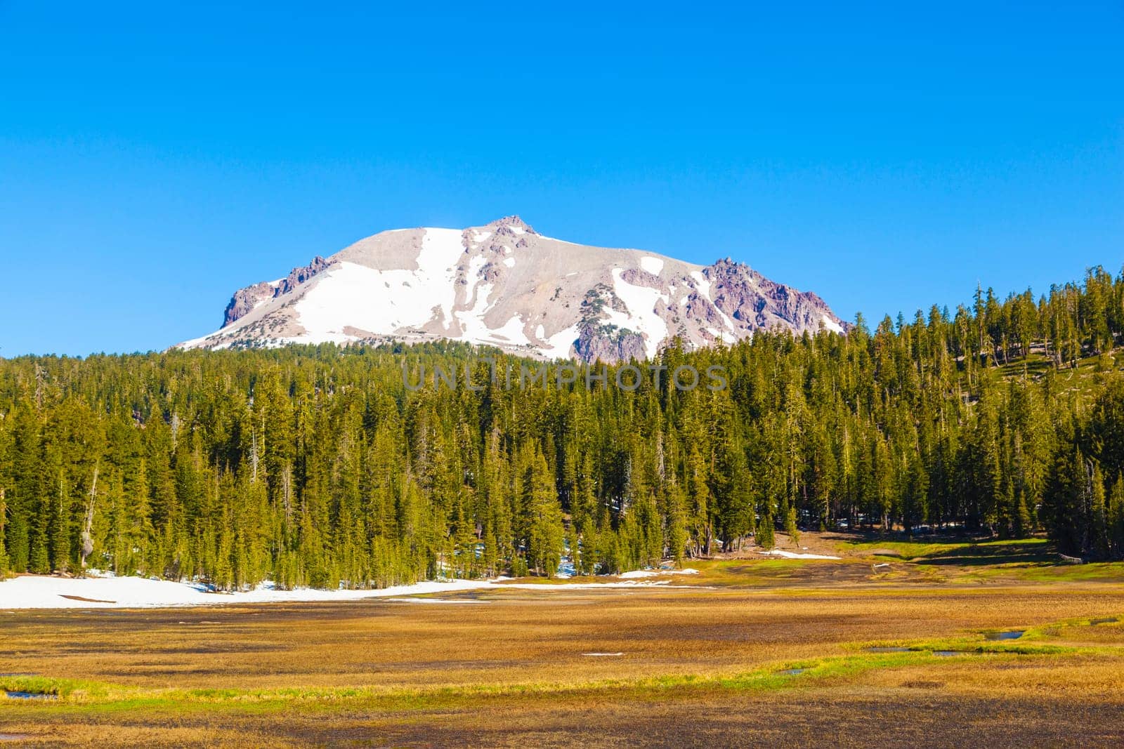 snow on Mount Lassen in the national park