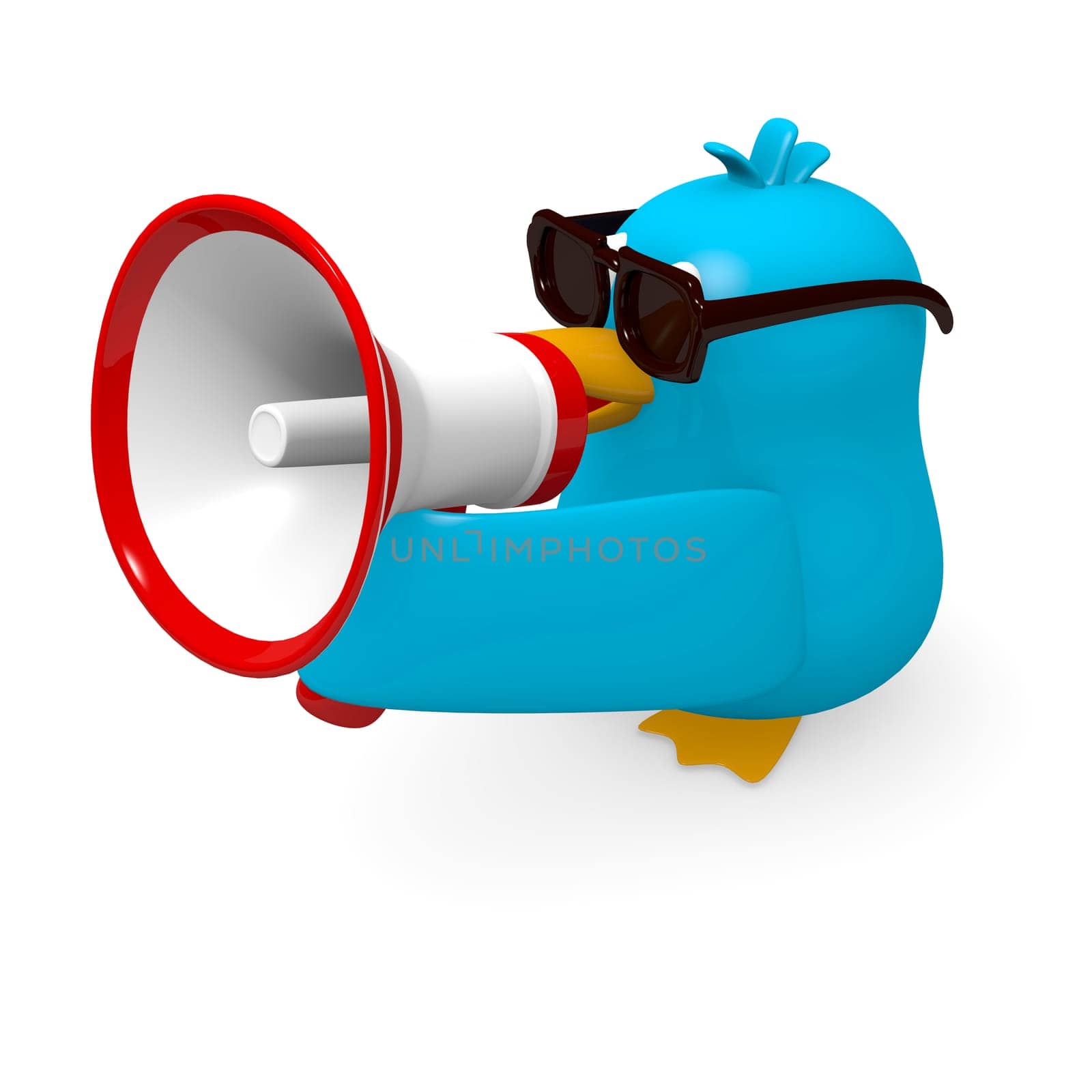 Blue bird with a megaphone