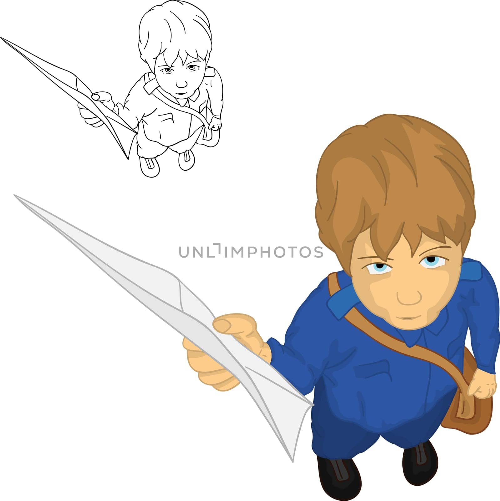 vector - boy - postman delivering mail isolated on white background