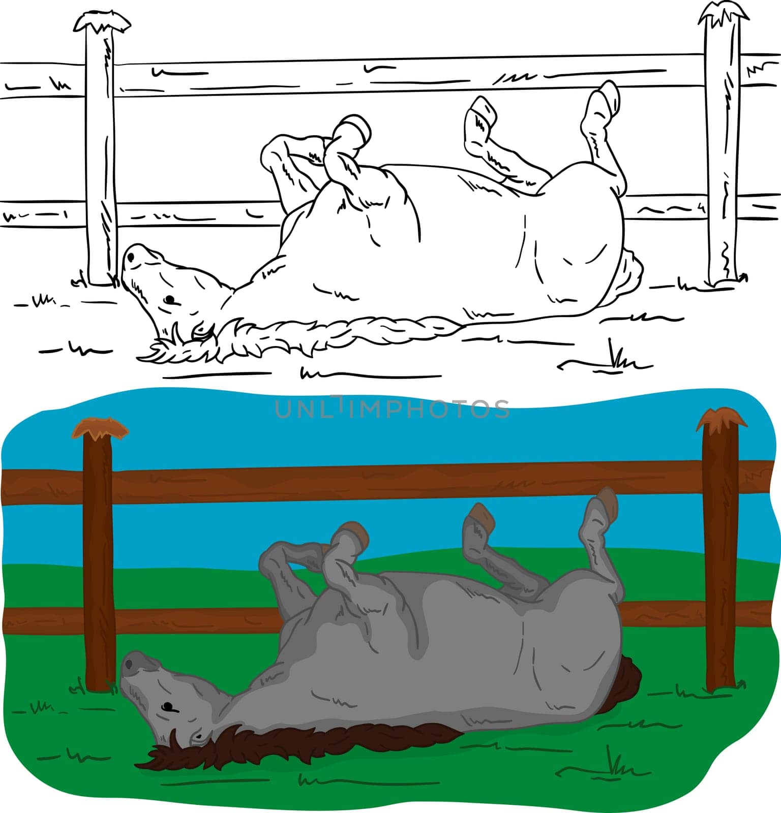 vector - Horse lying on the ground