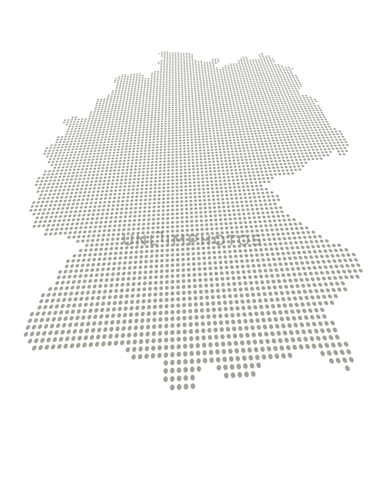 Perspective distorted map of Germany with dot grid
