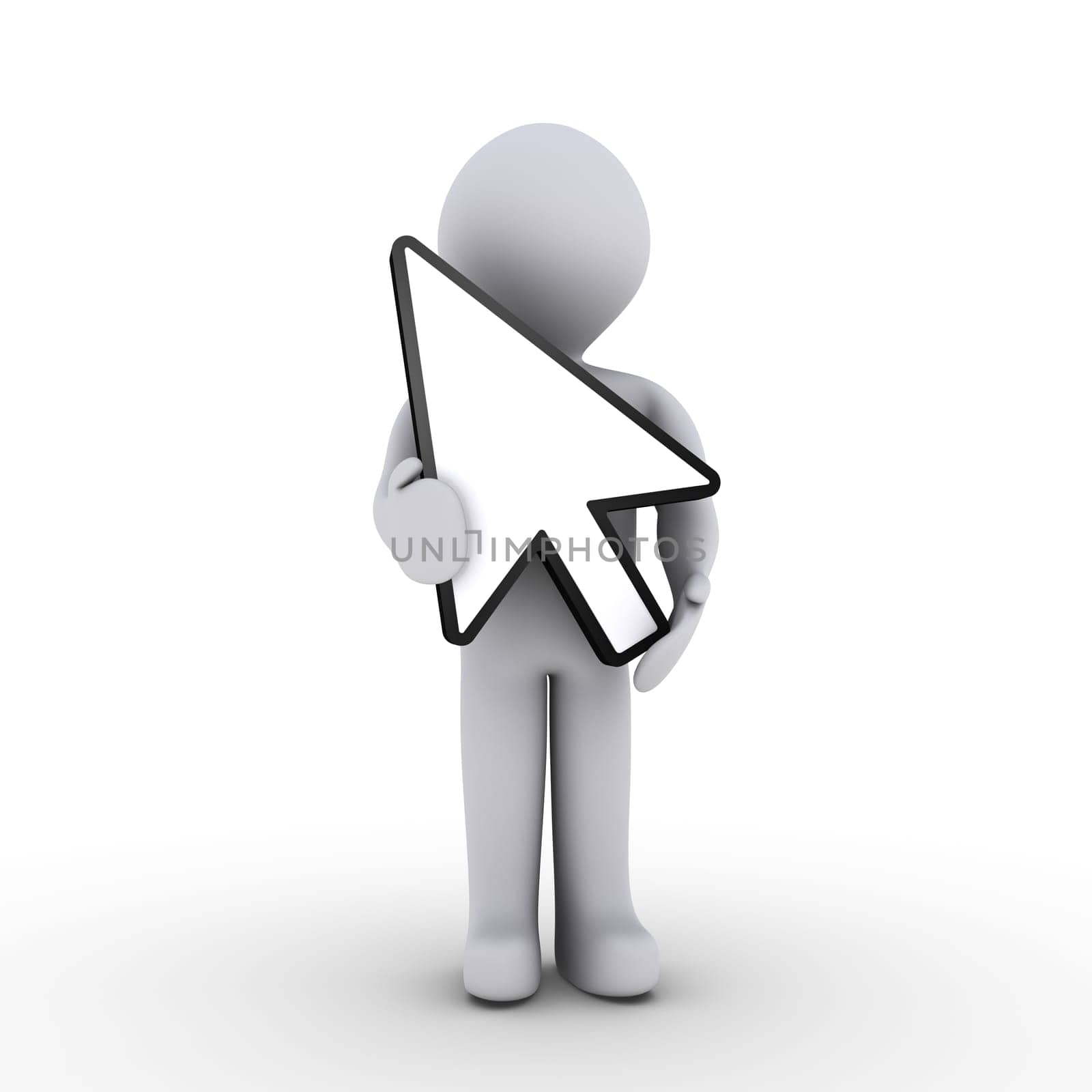 3d person is holding a computer cursor