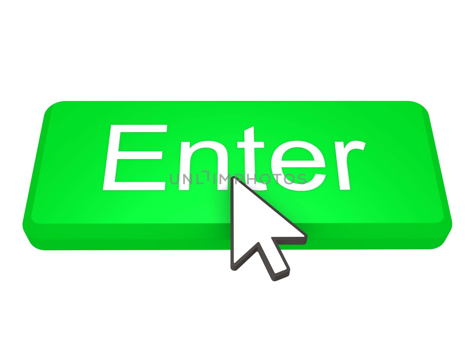 Green Enter button with a cursor on top of it