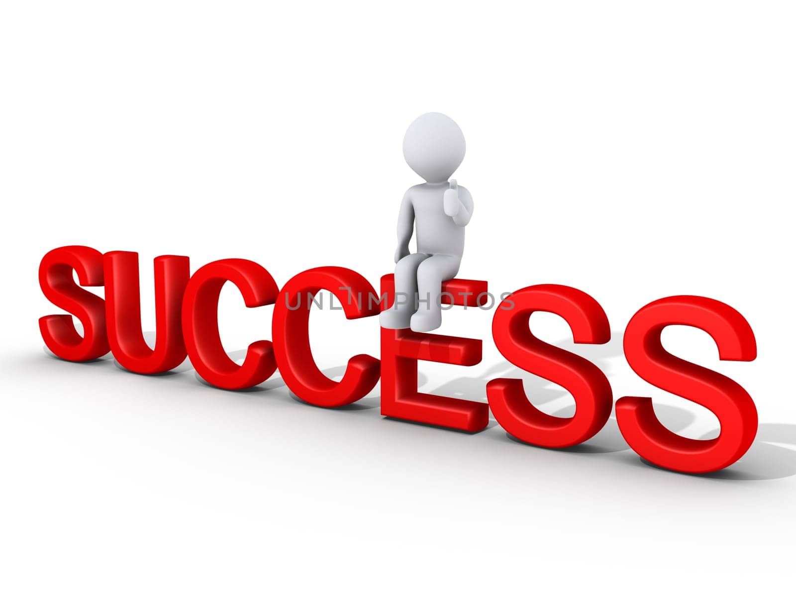 3d person is sitting on success letters