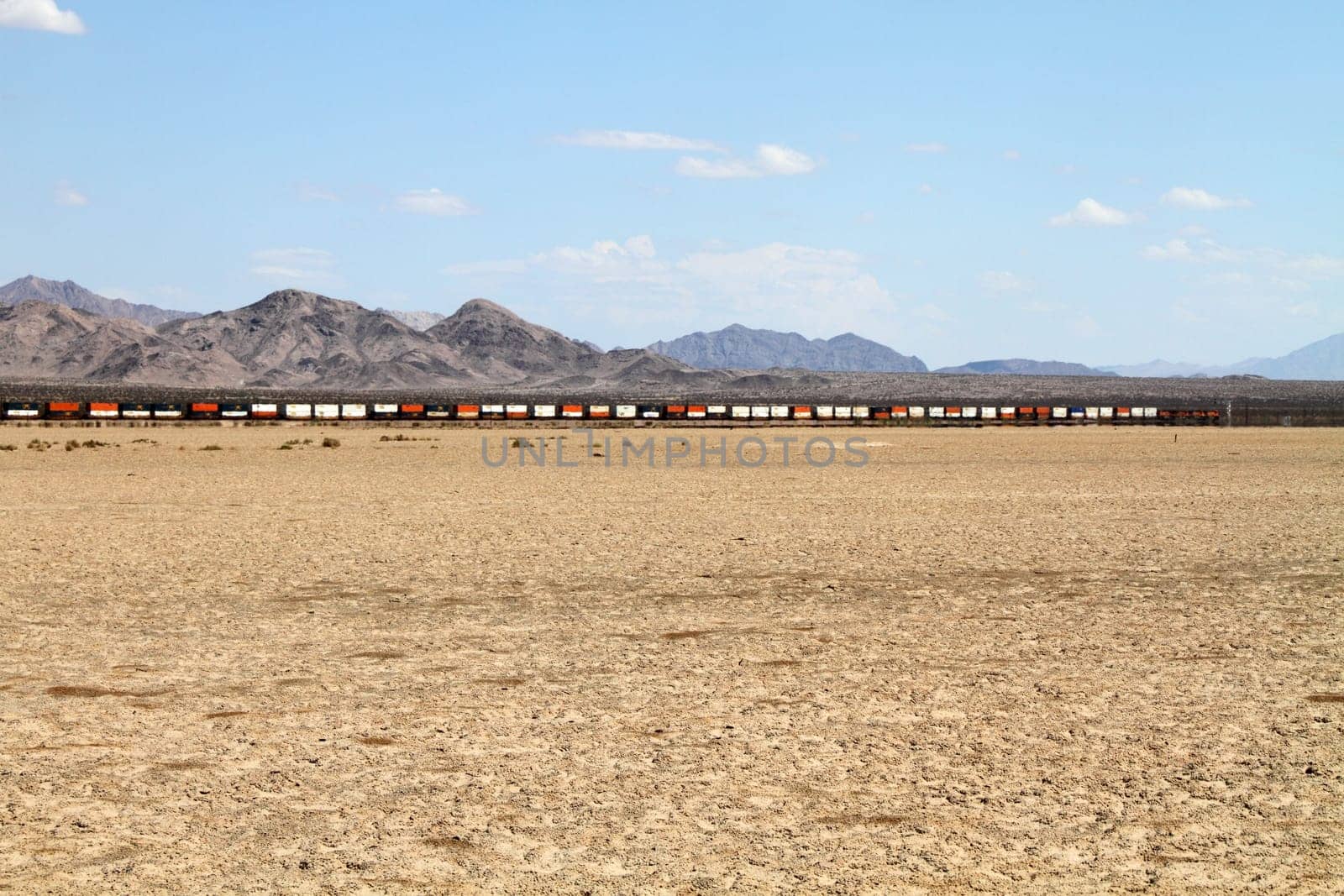 Freight Train in a desert Landscape