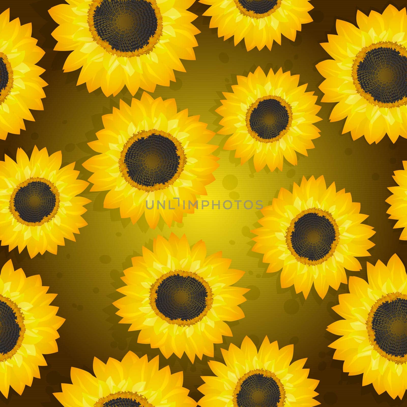 Seamless background pattern with sunflowers, graphic art