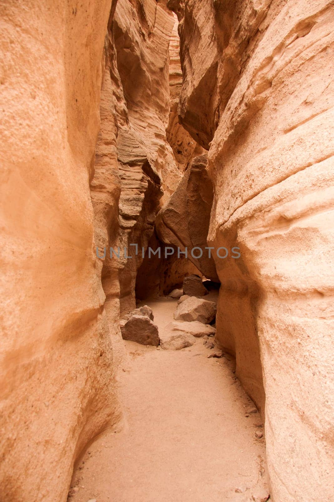 View into sandstone canyons made by nature