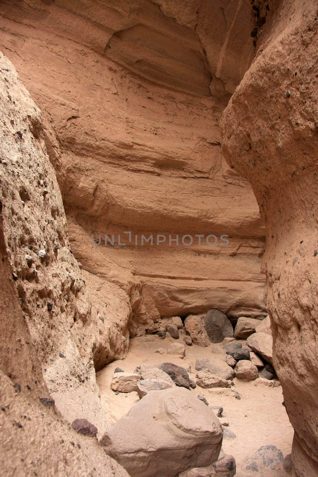 View into sandstone canyons made by nature