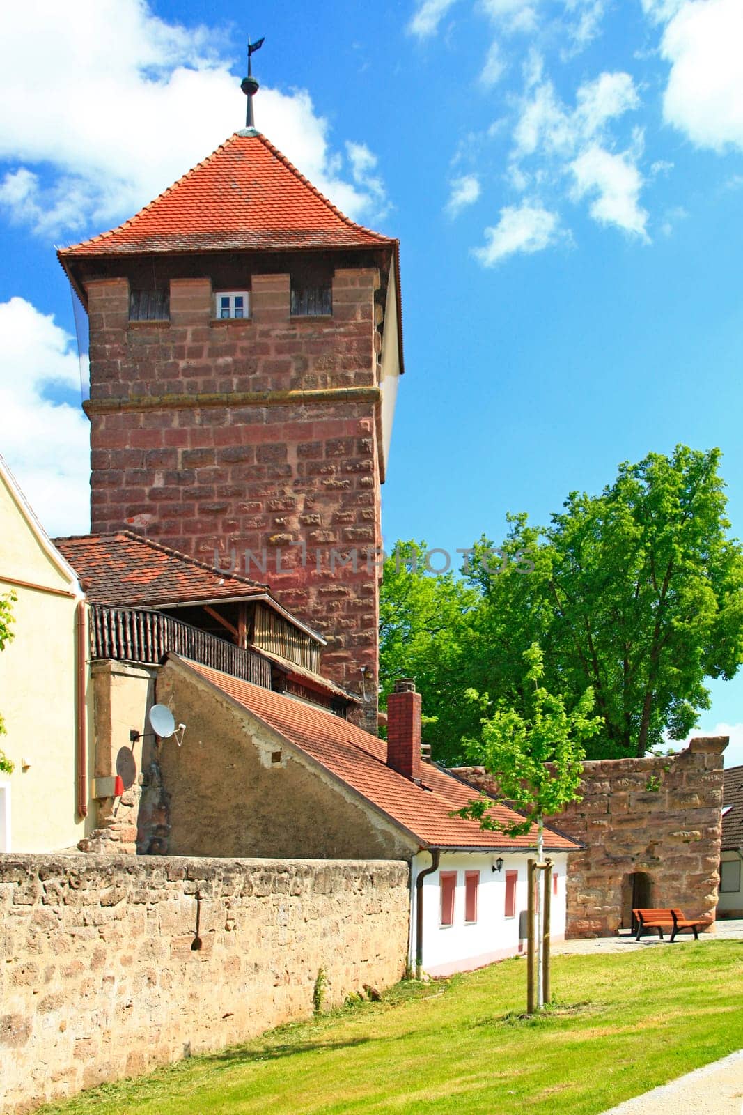 medieval town gate of Wolframs-Eschenbach,so-called "Lower Gate"" - hometown of the minstrel and poet of ""Parzival"" Wolfram von Eschenbach"
