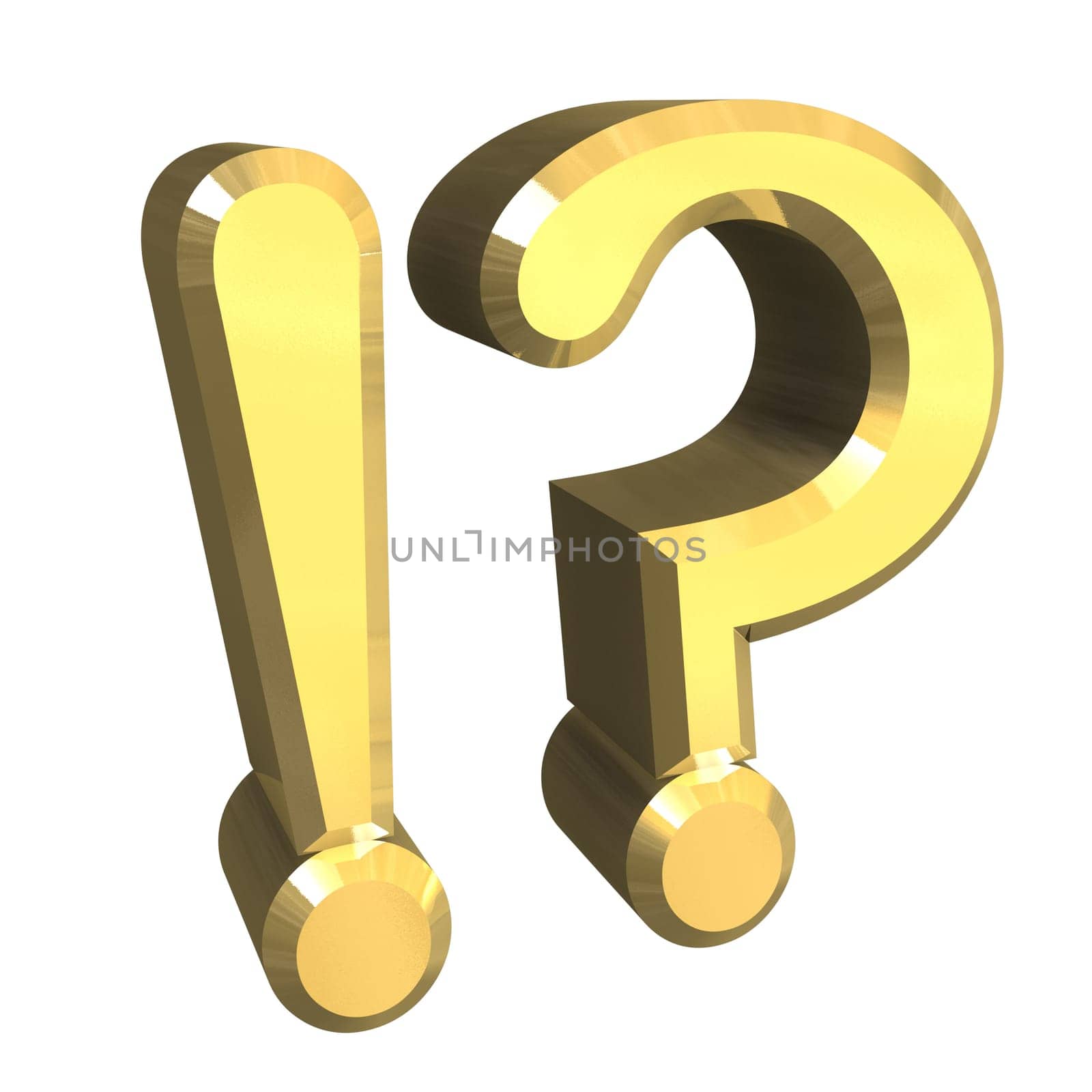 question mark &amp  exclamation mark in gold isolated - 3D made