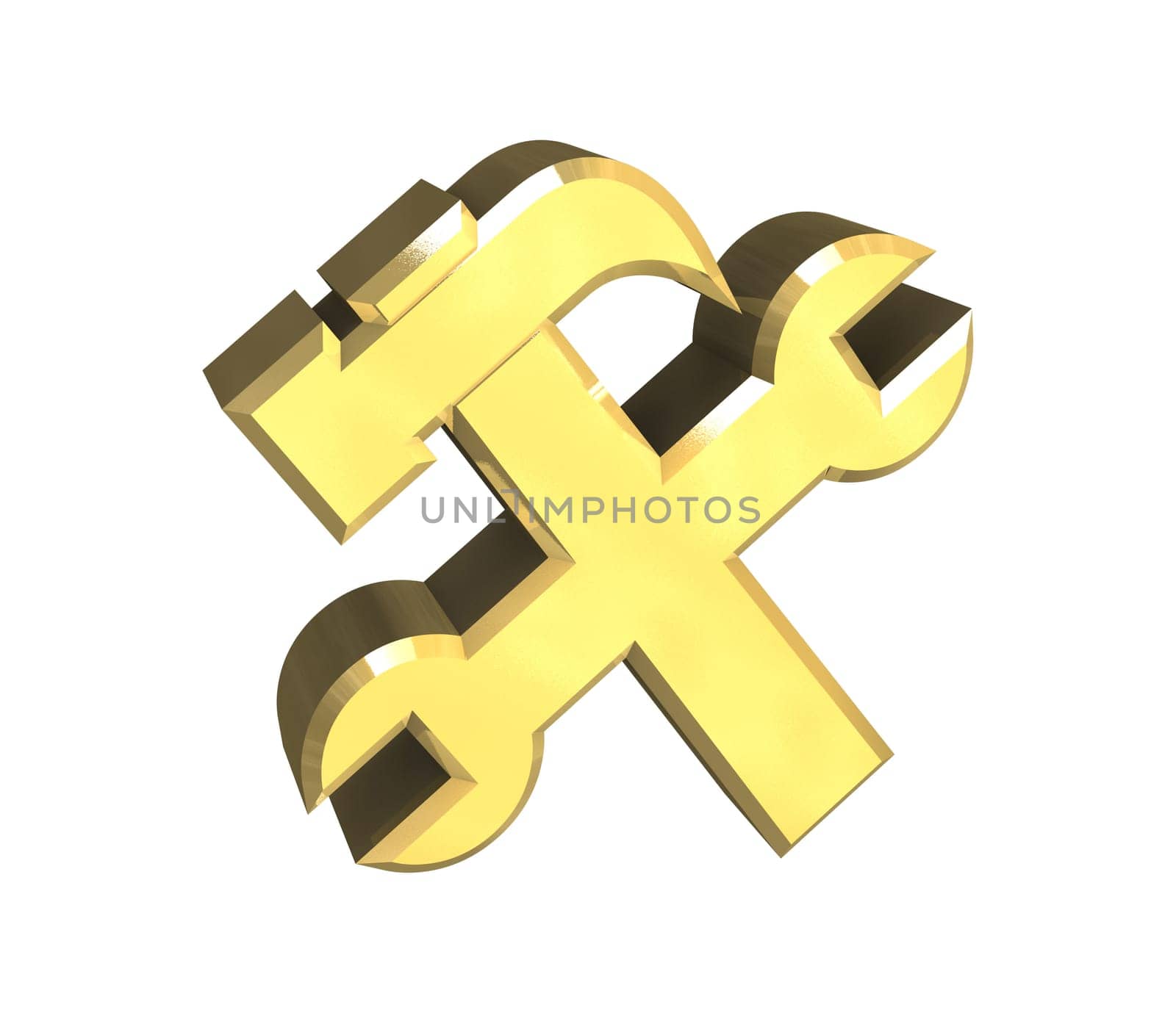 industrial working symbol in gold (3d made)