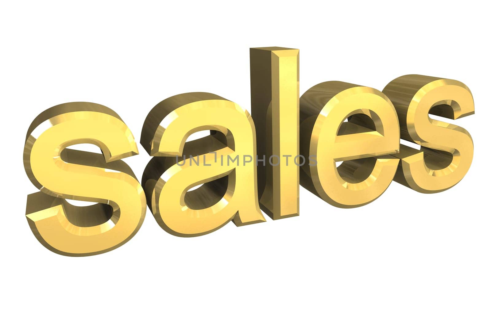 isolated sales symbol in gold - 3d made