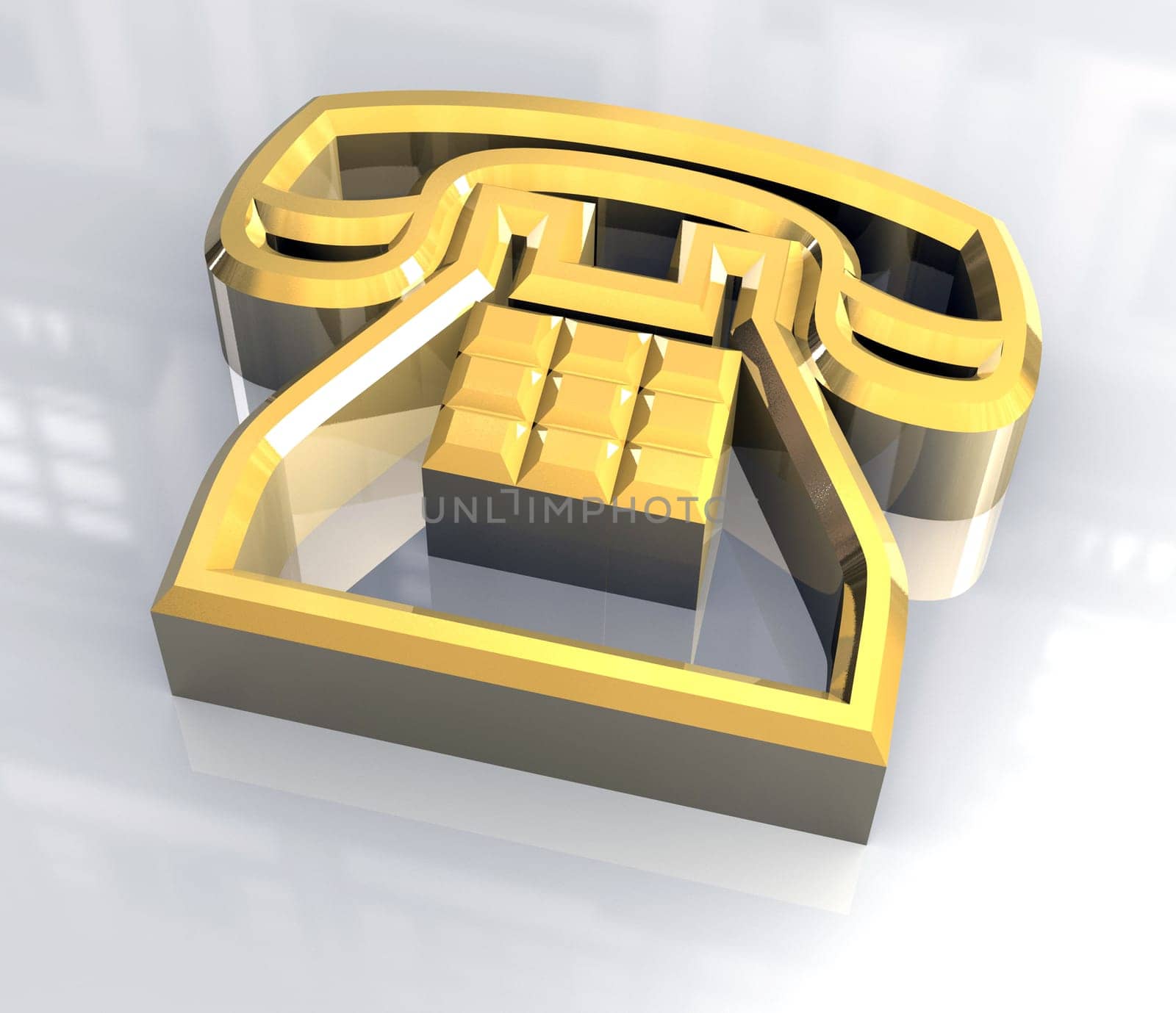 phone symbol in gold - 3d made