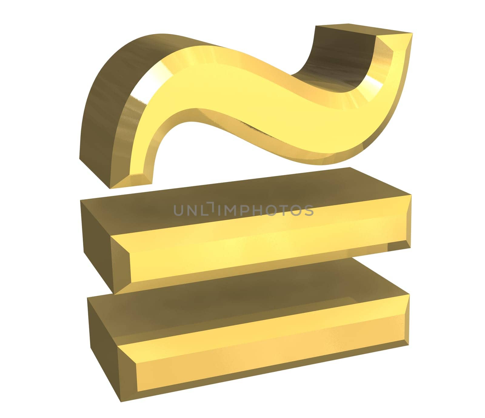 equal circa math symbol in gold - 3d made