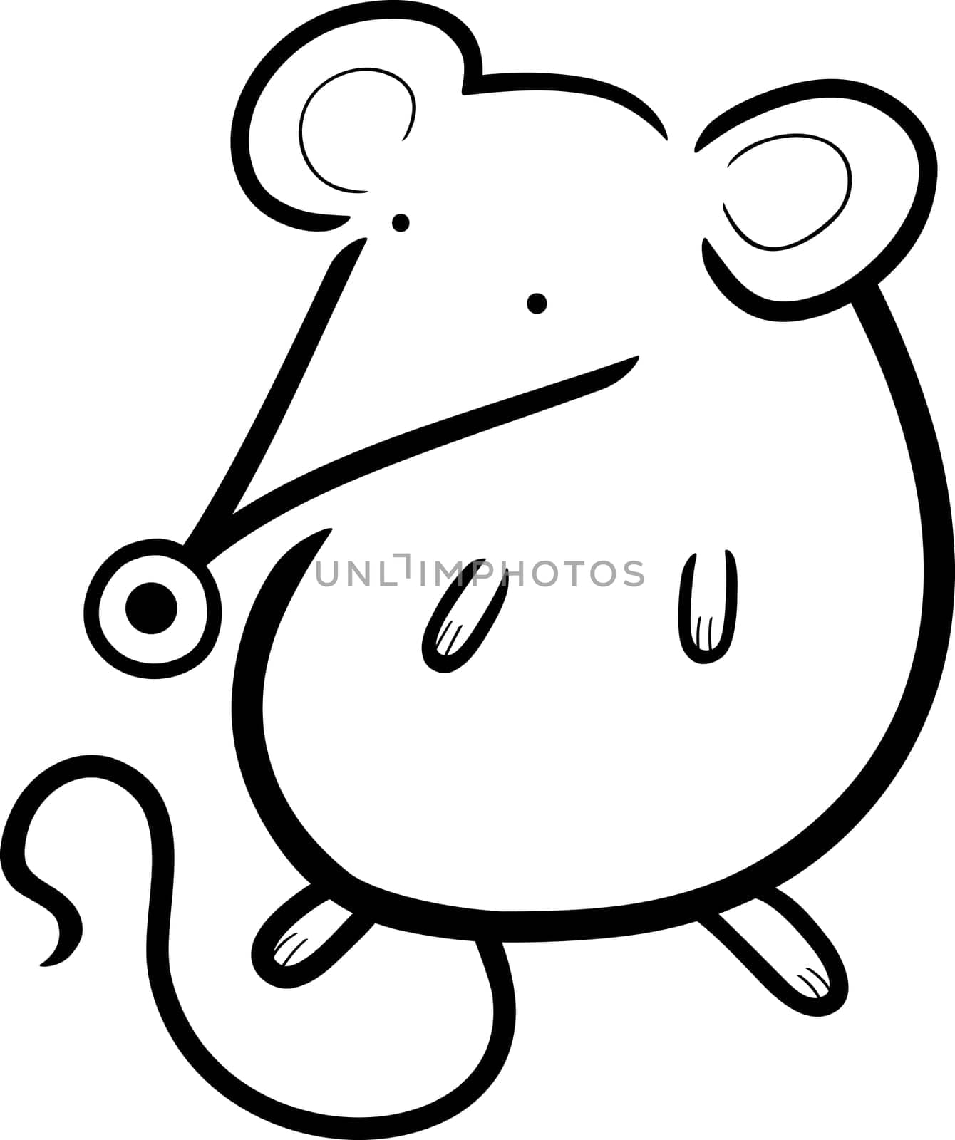 cartoon illustration of cute little mouse for coloring book