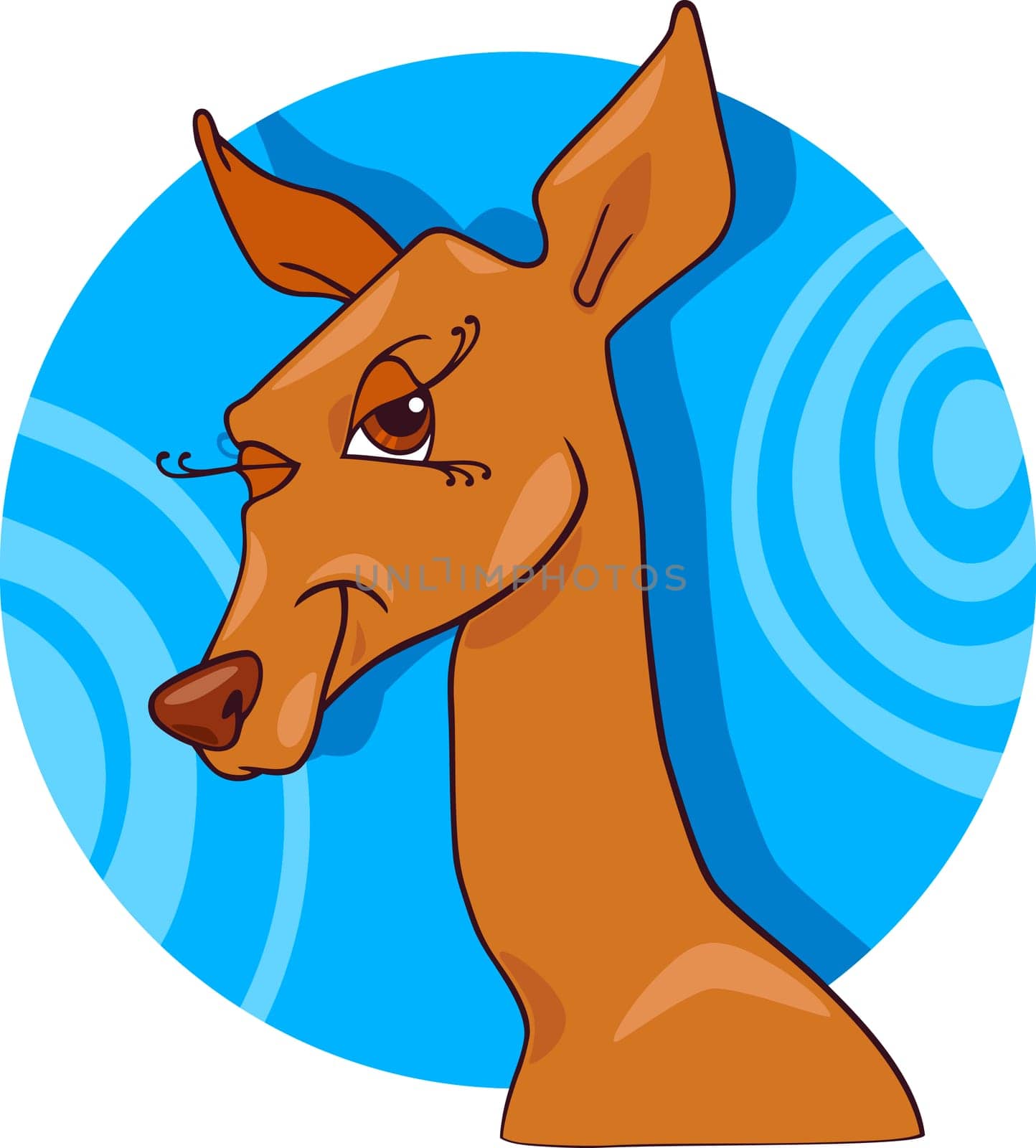 Cartoon Humorous Illustration of Cute Doe or Roe Animal Character