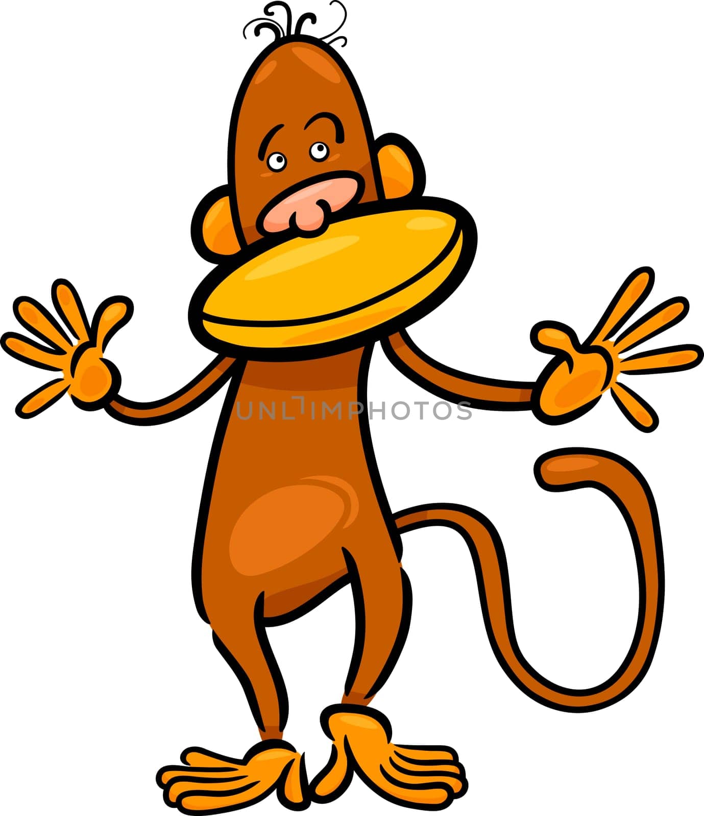 simple cartoon illustration of cute monkey character