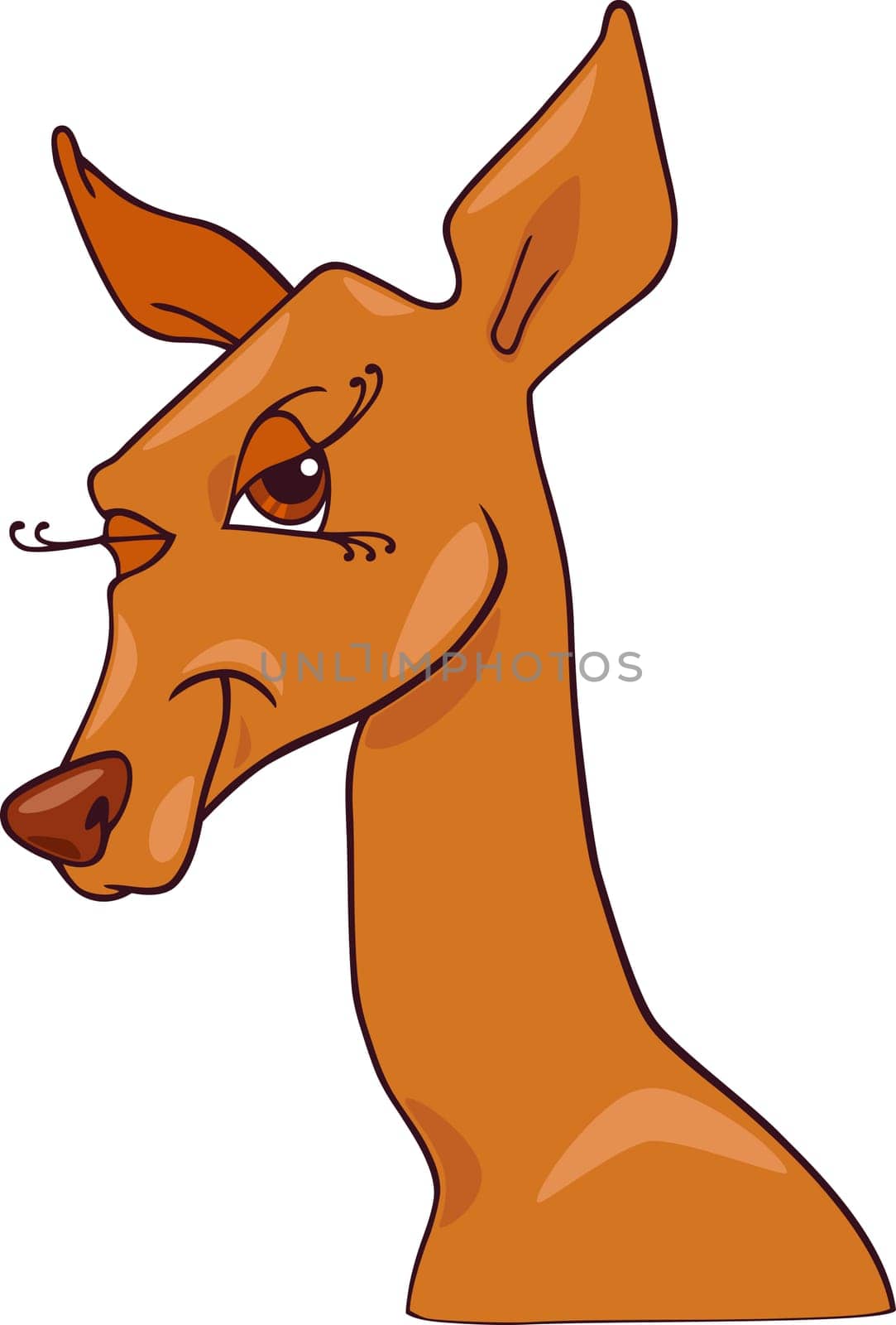 Cartoon Humorous Illustration of Cute Doe or Roe Animal Character