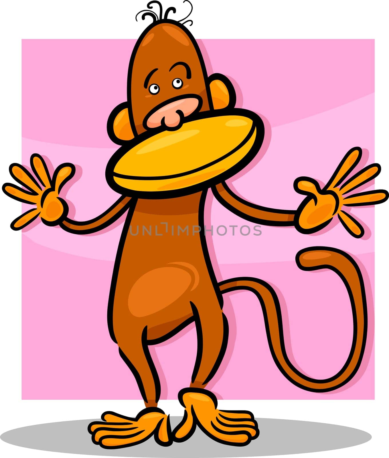 simple cartoon illustration of cute monkey character