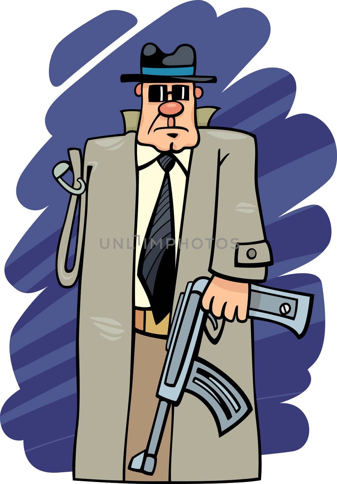 Humorous Cartoon Illustration of One Armed Bandit Expression