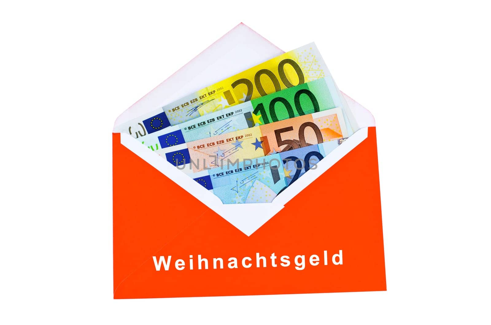 Christmas bonus in a red envelope