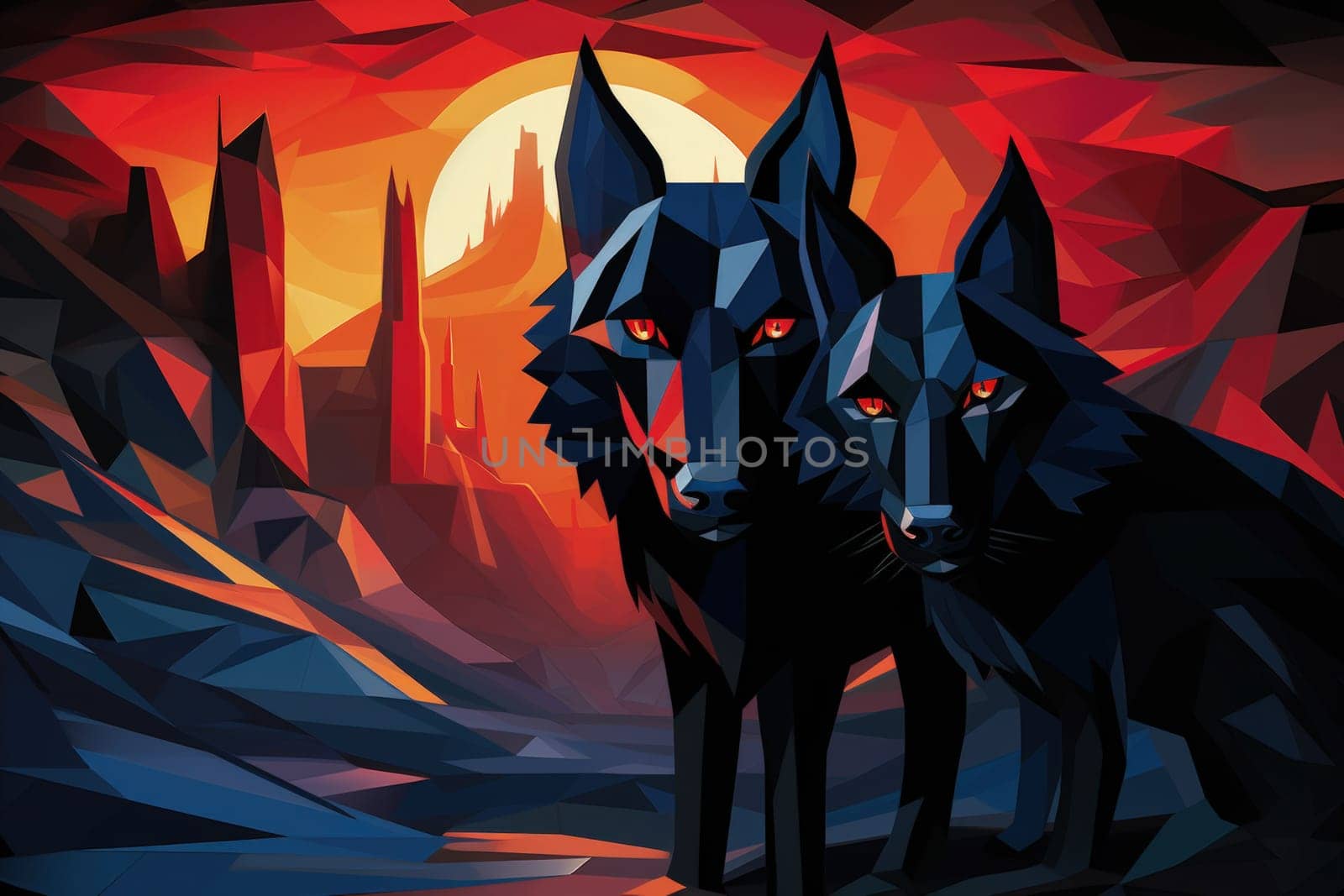 Immerse yourself in the fantastical world of shadows with this captivating illustration by a professional visual artist.