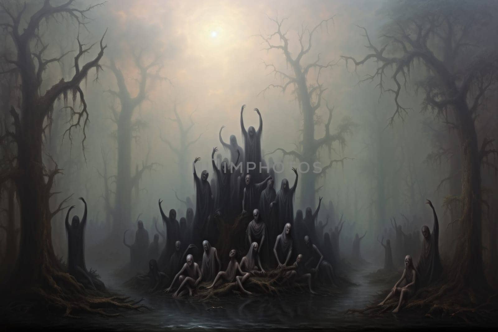 Deep within the realm of fantasy, vengeful banshees dwell, their anguished wails piercing the stillness of haunted forests.