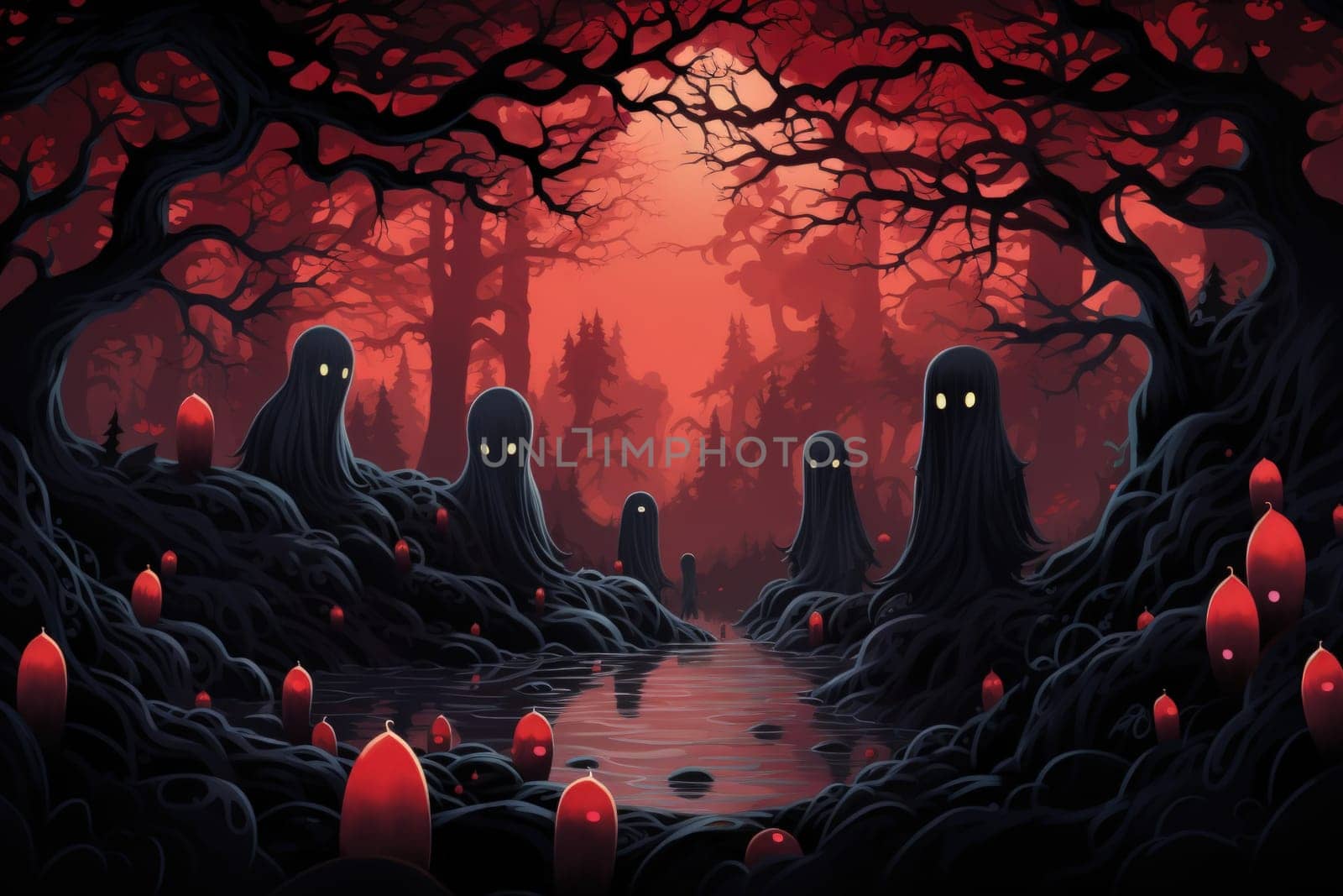 Deep within the realm of fantasy, vengeful banshees dwell, their anguished wails piercing the stillness of haunted forests.