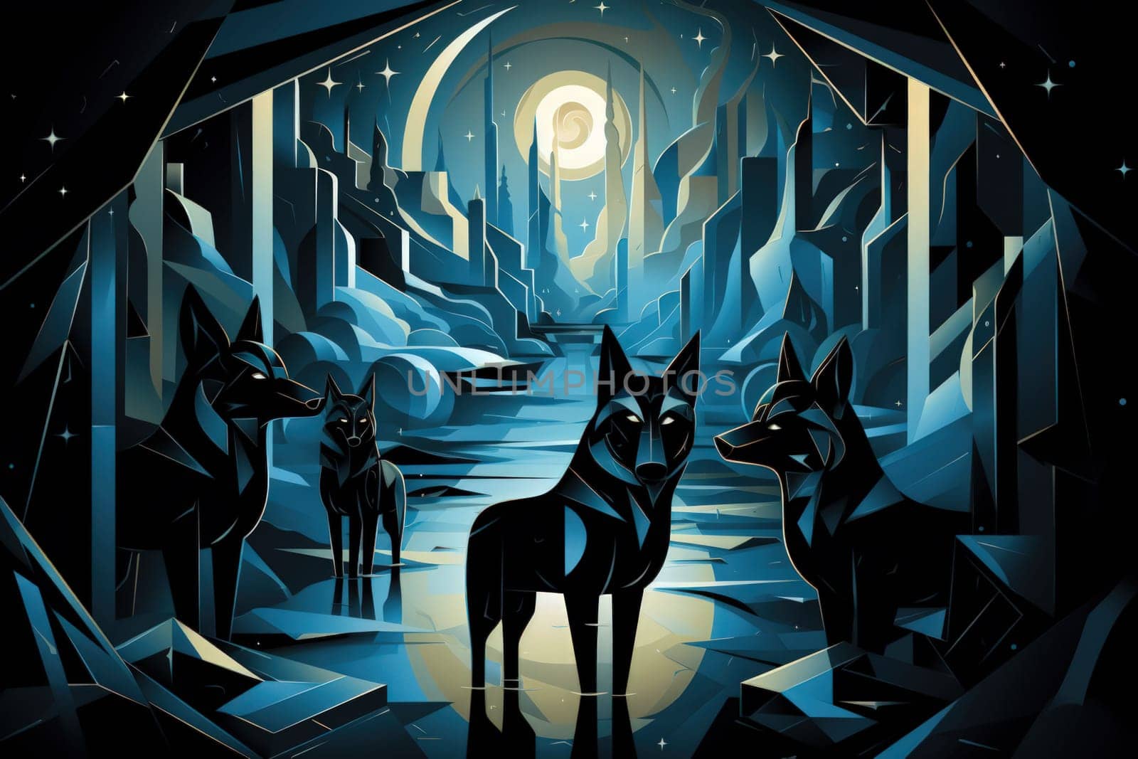 Immerse yourself in the fantastical world of shadows with this captivating illustration by a professional visual artist.