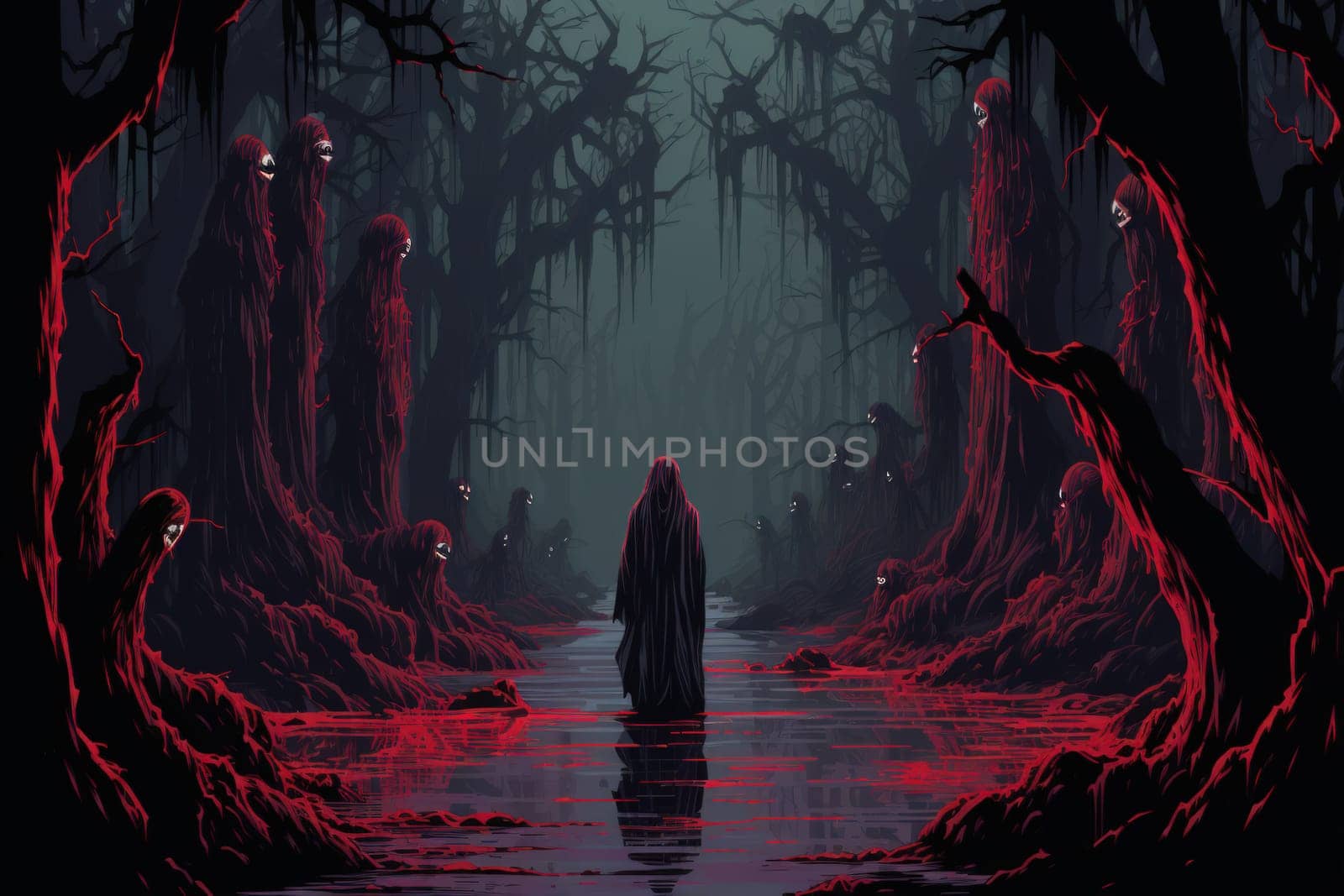 Deep within the realm of fantasy, vengeful banshees dwell, their anguished wails piercing the stillness of haunted forests.