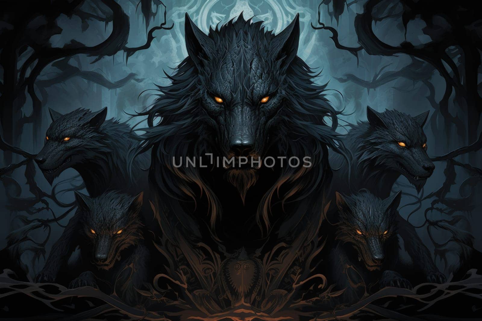 Immerse yourself in the fantastical world of shadows with this captivating illustration by a professional visual artist.