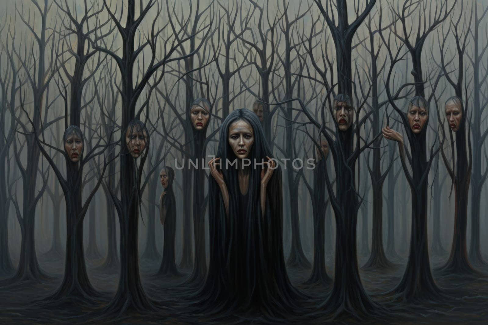Deep within the realm of fantasy, vengeful banshees dwell, their anguished wails piercing the stillness of haunted forests.