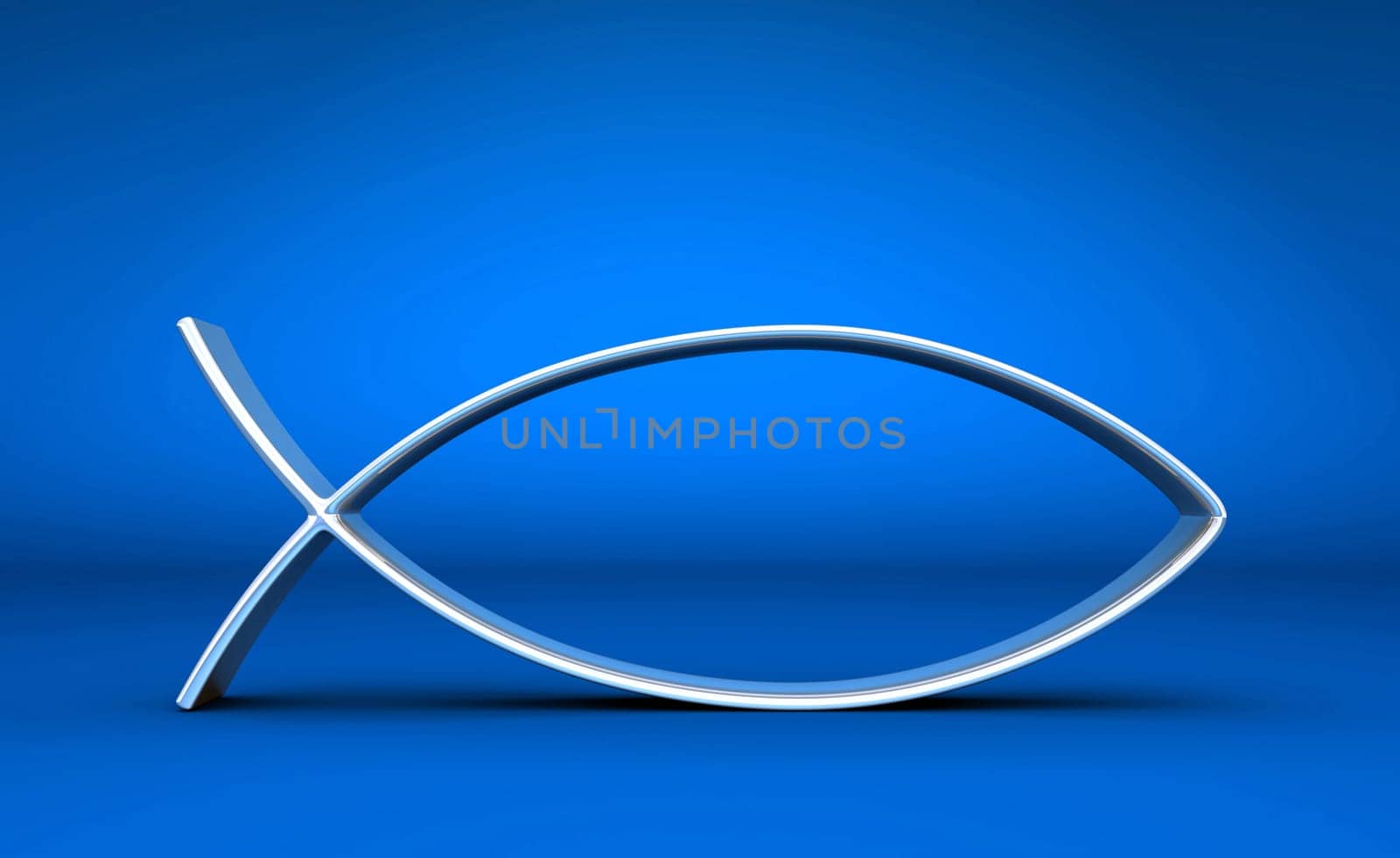 3D ICHTHYS Silver on Blue 08