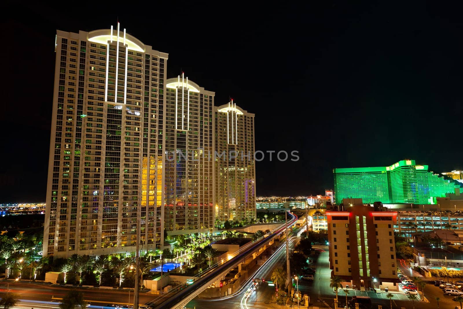 View of the streets of Las Vegas by night