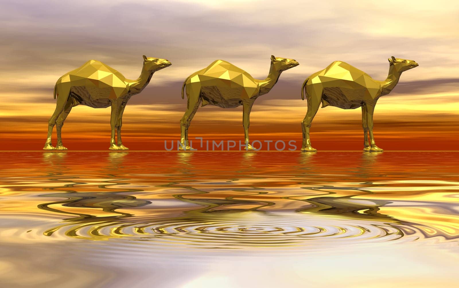three golden camels