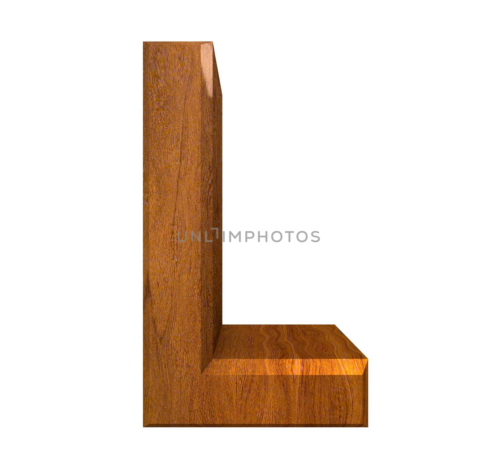 3d letter L in wood - 3d made