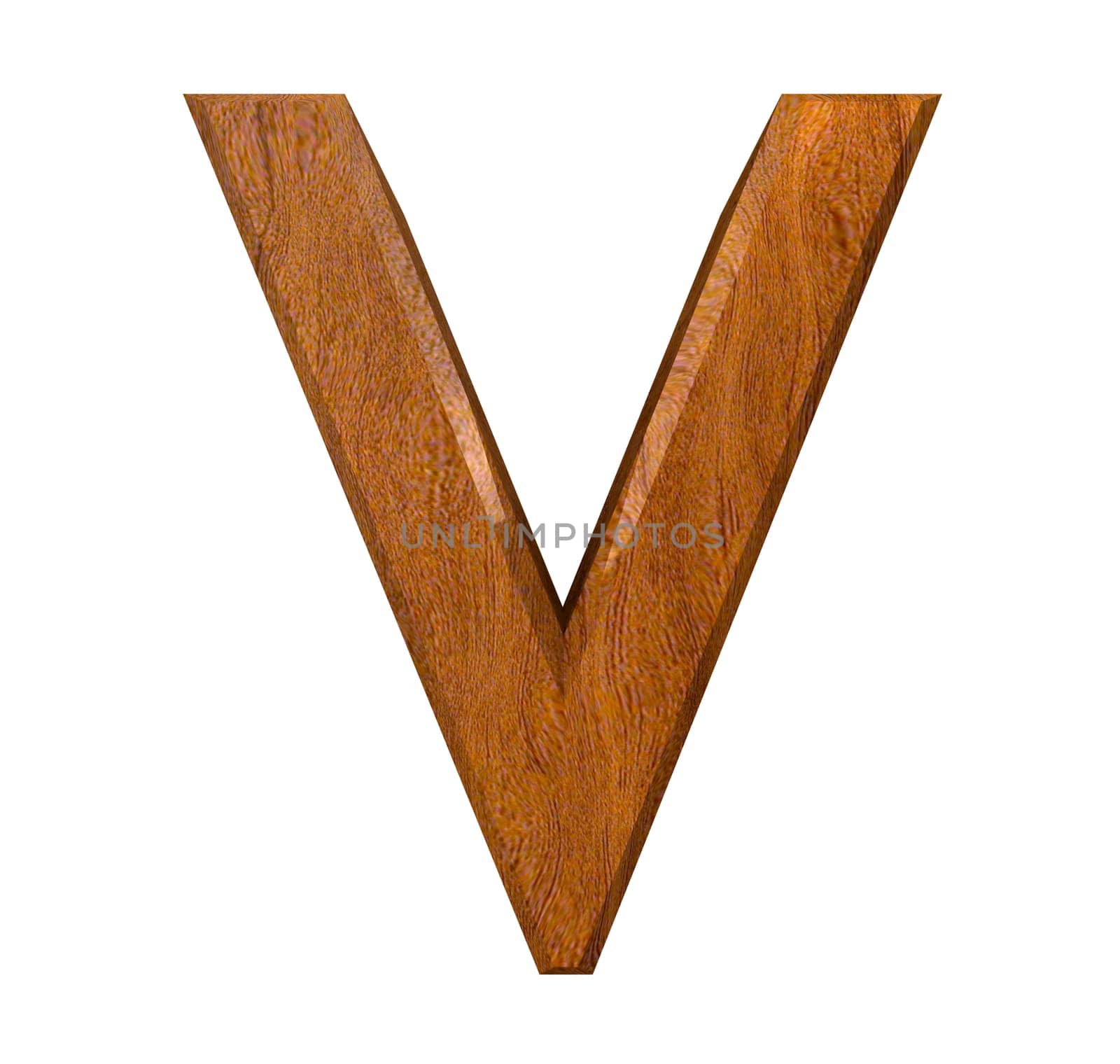 3d letter V in wood - 3d made